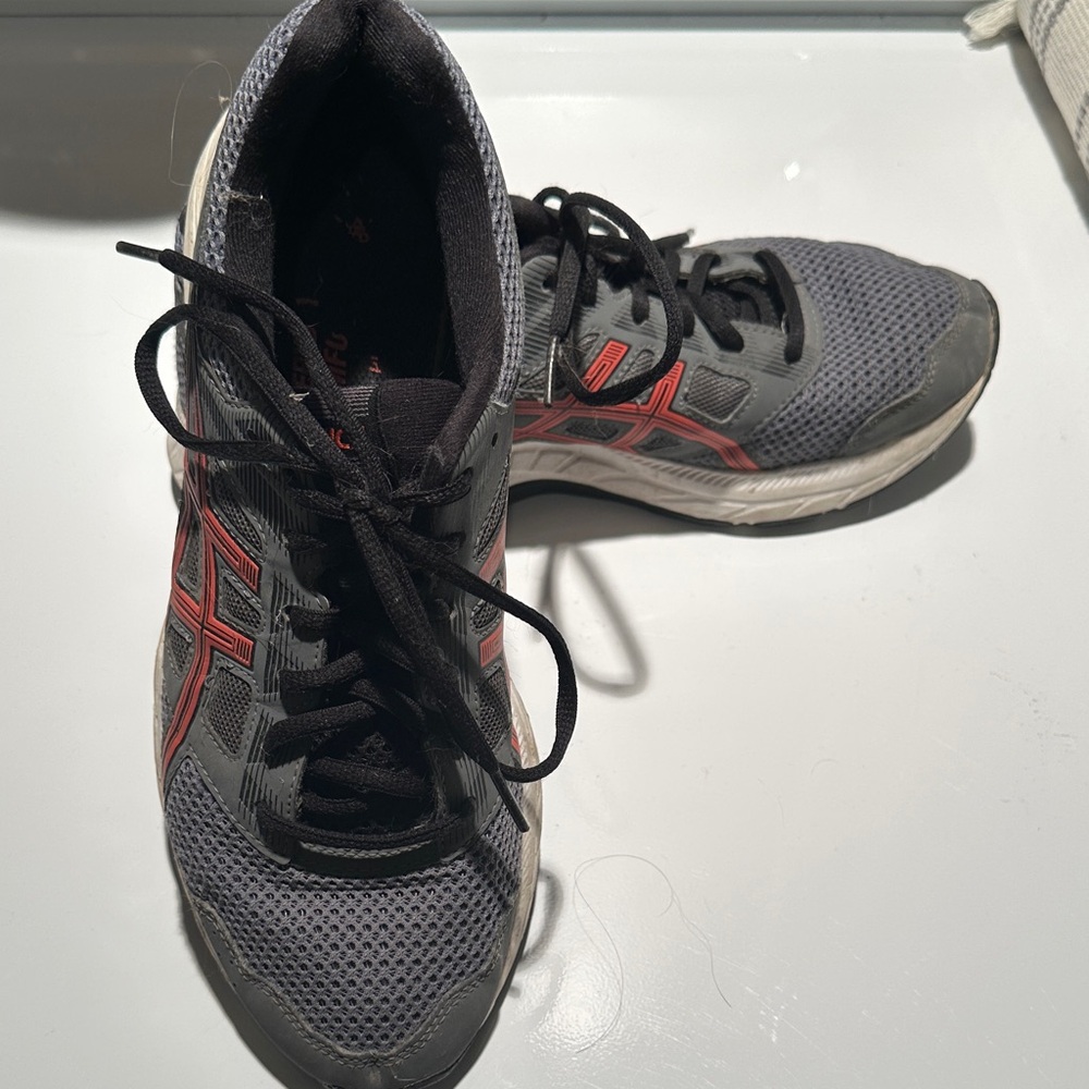 ASICS Charcoal and Crimson Sneakers